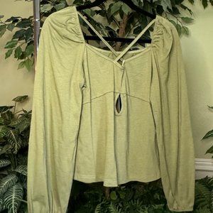 Cute, Casual Cutout Long Sleeve Chartreuse Going Out Top